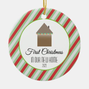 Ornement Rond En Céramique Premier Noël dans notre nouvelle maison