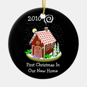 Ornement Rond En Céramique Premier Noël dans notre nouvelle maison 2010 (pai