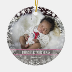 Ornement Rond En Céramique Premier Noël de bébés