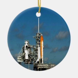Ornement Rond En Céramique Préparez pour la NASA de l'astronautique de fusée