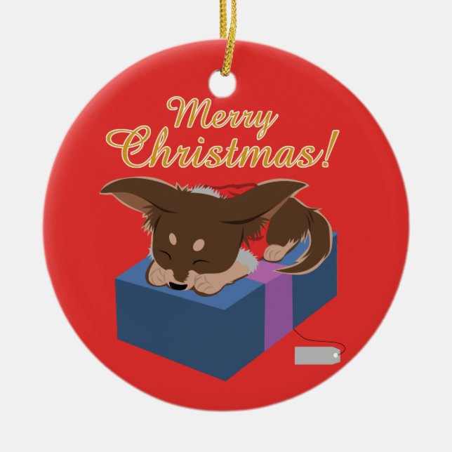 Ornement Rond En Céramique Présence de chiot (Devant)