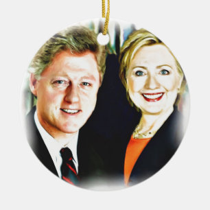 Ornement Rond En Céramique President Bill Clinton & President Hillary Clinton