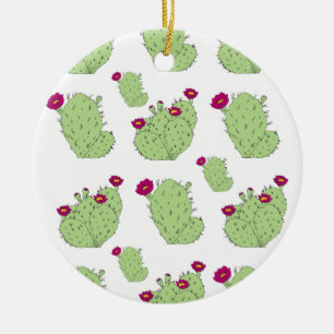 Ornement Rond En Céramique Prickly Pear Motif Texas State Plante Cactus Love