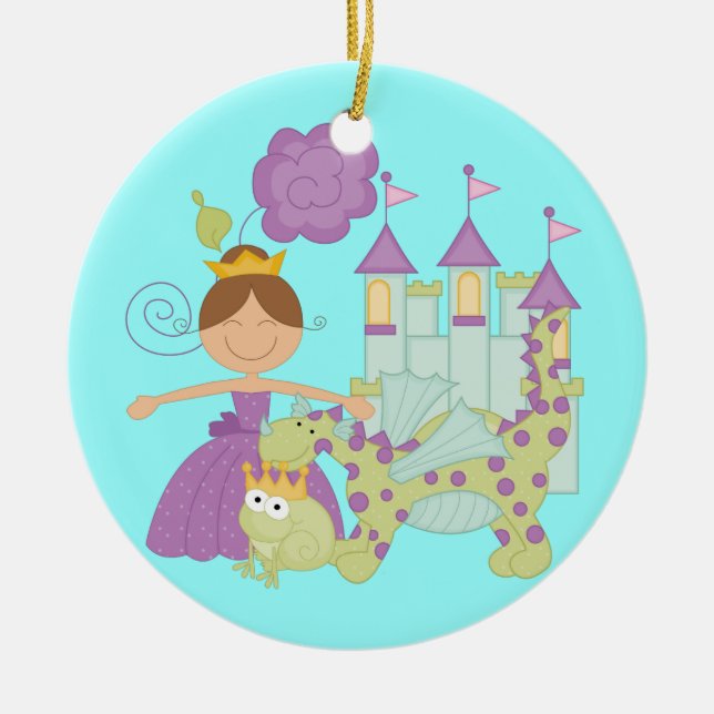 Ornement Rond En Céramique Princesse de brune (Devant)