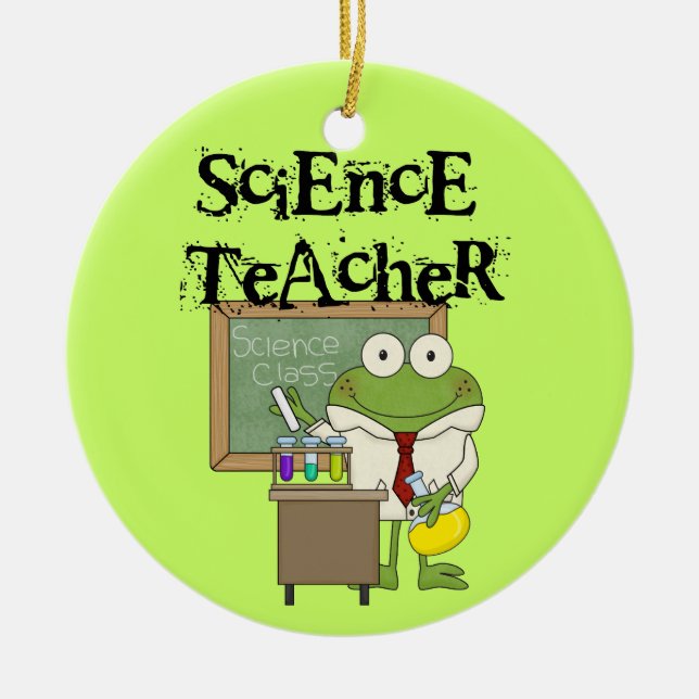 Ornement Rond En Céramique Professeur de Sciences de grenouille (Devant)