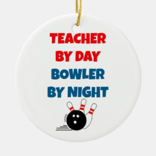 Ornement Rond En Céramique Professeur par Jour Bowler par Nuit