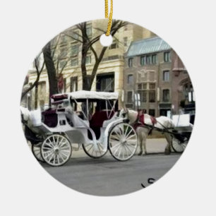 Ornement Rond En Céramique Promenade en calèche à Chicago