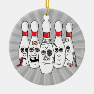Ornement Rond En Céramique quilles de bowling blessées dessin animé