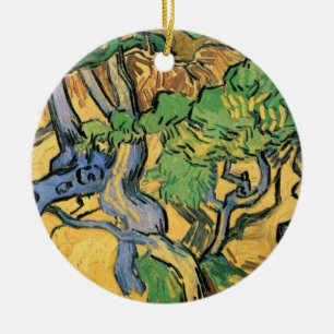 Ornement Rond En Céramique Racines et troncs d'arbres par Vincent van Gogh