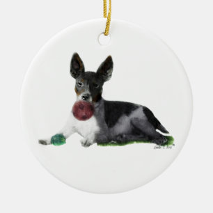 Ornement Rond En Céramique Rat terrier