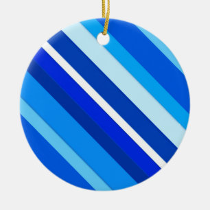 Ornement Rond En Céramique Rayures de bonbon en couches - cobalt et bleu pâle