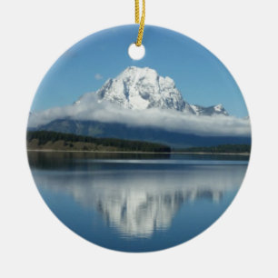 Ornement Rond En Céramique Reflet du mont Moran dans le Grand Teton