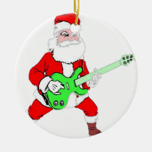 ORNEMENT ROND EN CÉRAMIQUE ROCHE ET PETIT PAIN PÈRE NOËL