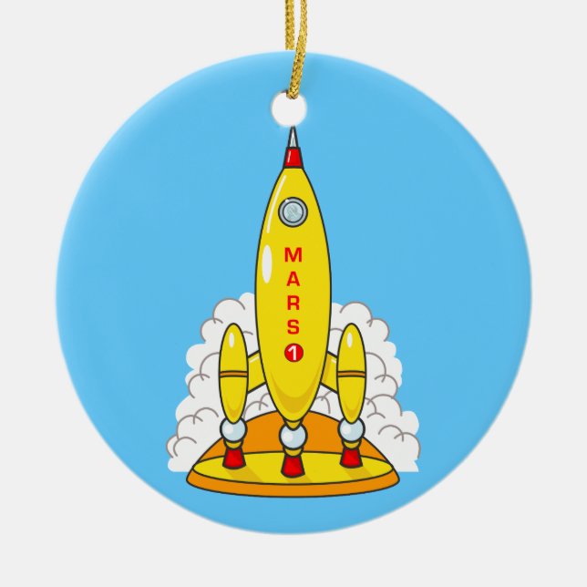 Ornement Rond En Céramique Rocket à Mars (Devant)