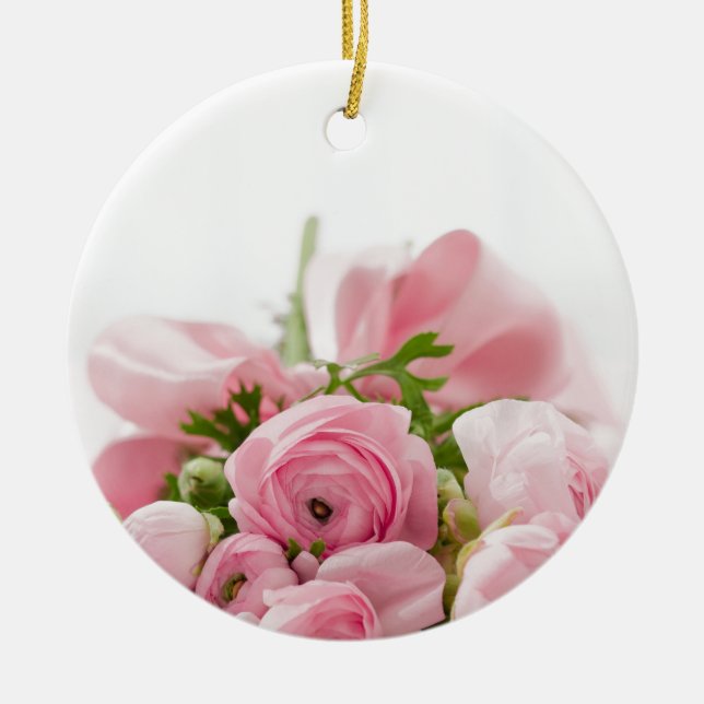 Ornement Rond En Céramique Romantique Mariage Love Soft Rose Flower Bouquet (Devant)