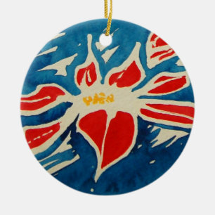 Ornement Rond En Céramique Rose de Noël