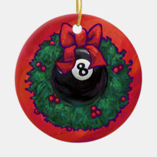 Ornement Rond En Céramique Rouge de Wheath de Noël de 8 boules