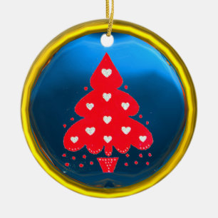 Ornement Rond En Céramique ROUGE NOËL ARBRE FÊTE DE VACANCES bleu