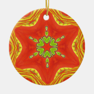 Ornement Rond En Céramique Rouge or vert Mandala Art Imprimer