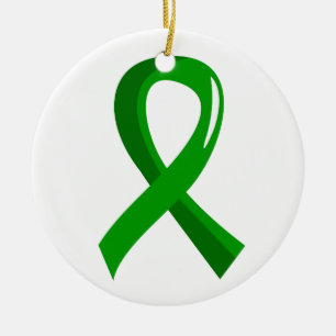 Ornement Rond En Céramique Ruban 3 de vert de donation d'organe