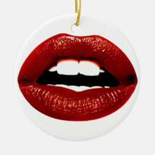 Ornement Rond En Céramique Ruby Red Lips