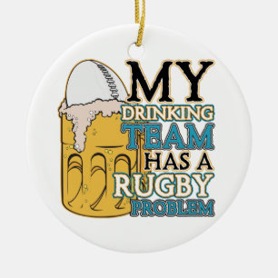 Ornement Rond En Céramique Rugby potable d'équipe