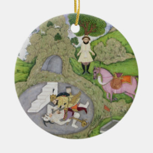 Ornement Rond En Céramique Rustam tuant le démon blanc, illustration de