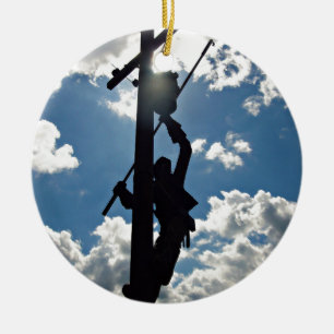 Ornement Rond En Céramique Rusty the Lineman