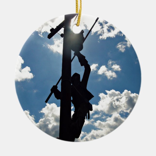 Ornement Rond En Céramique Rusty the Lineman (Devant)