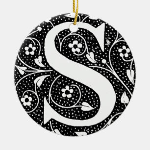 Ornement Rond En Céramique S floral vintage initial