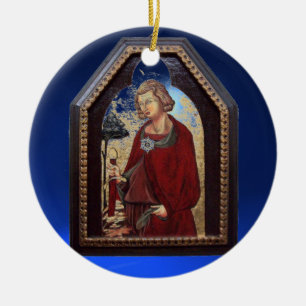 ORNEMENT ROND EN CÉRAMIQUE SAINT GALGANO / LÉGENDE DE L'ÉPÉE DANS LE ROCHER