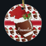 Ornement Rond En Céramique Santa Hat<br><div class="desc">Ornement de football de Noël prêt pour vous à personnaliser. Un grand cadeau de vacances pour un joueur de football, un fan de football, un entraîneur de football ou un passionné de football. ⭐ Ce Produit est 100% Personnalisable. Les graphiques et / ou le texte peuvent être ajoutés, supprimés, déplacés,...</div>