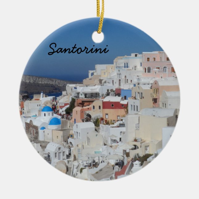 Ornement Rond En Céramique Santorini, Grèce (Devant)