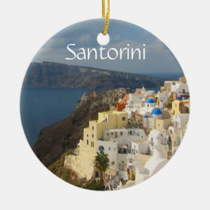 Ornement Rond En Céramique Santorini pendant l'après-midi Sun