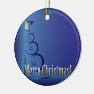 Ornement Rond En Céramique Sapphire sapin de Noël
