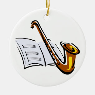 Ornement Rond En Céramique Saxophone générique avec l'image de graphique de