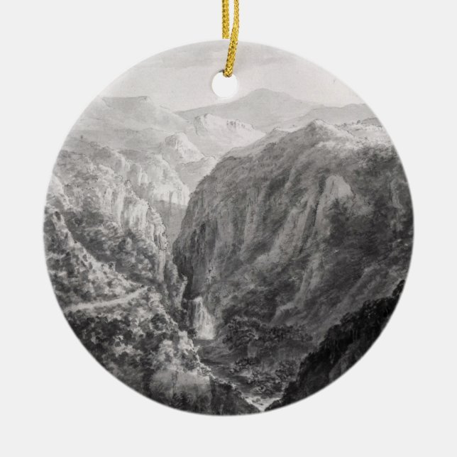 Ornement Rond En Céramique Scène de l'auberge au pont du diable avec (Devant)