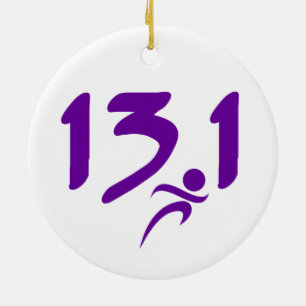 Ornement Rond En Céramique Semi-marathon 13,1 de pourpre