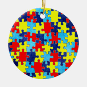Ornement Rond En Céramique Sensibilisation sur l'autisme-Puzzle par Shirley T