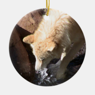 Ornement Rond En Céramique Série d'espèce menacée de ~ d'ornement de loup