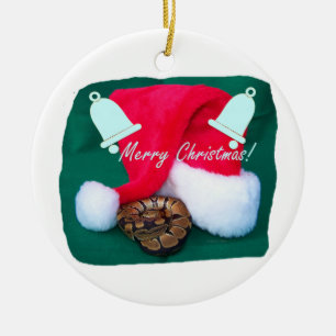 Ornement Rond En Céramique Serpentez par Noël et cloches de casquette de pè