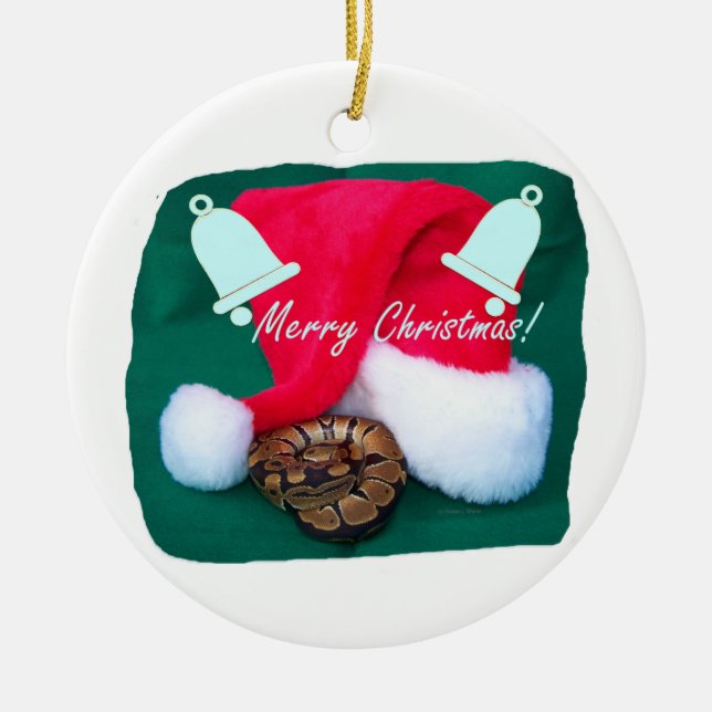 Ornement Rond En Céramique Serpentez par Noël et cloches de casquette de père (Devant)