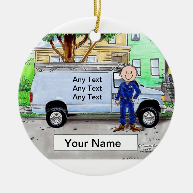 Ornement Rond En Céramique Service Van, Blue - Homme (Devant)