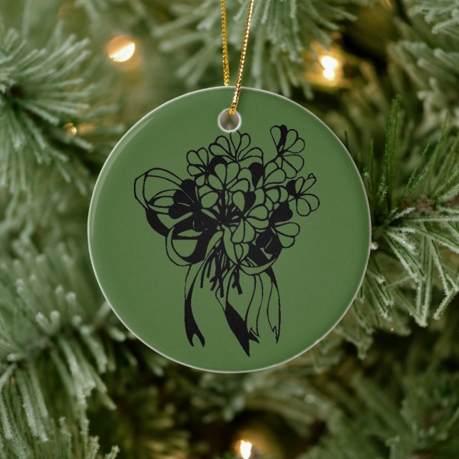 Ornement Rond En Céramique Shamrock irlandais Bouquet St. Patrick's Day Ornam (Arbre)