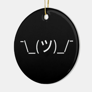 Ornement Rond En Céramique Shrug Emoticon —\_(ツ)_/ Afficher le Kaomoji japona