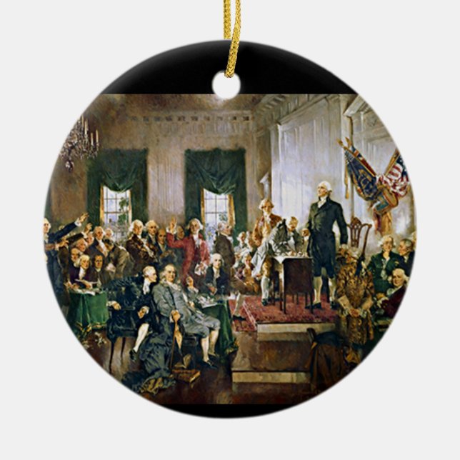 Ornement Rond En Céramique Signature de la Constitution (Devant)