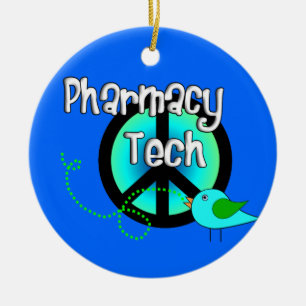 Ornement Rond En Céramique Signe de paix d'ornement de Noël de technologie d