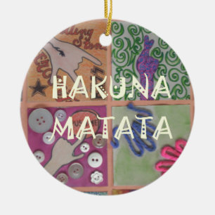 Ornement Rond En Céramique Signe Hakuna Matata - Impression