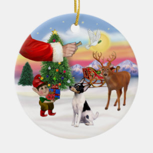 Ornement Rond En Céramique Signes de Noël - Toy Fox Terrier