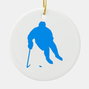 Ornement Rond En Céramique Silhouette de hockey